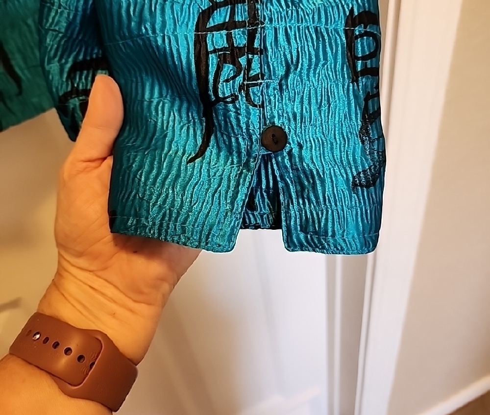Chico's Teal Jacket with Black Pattern - Picture 3 of 9
